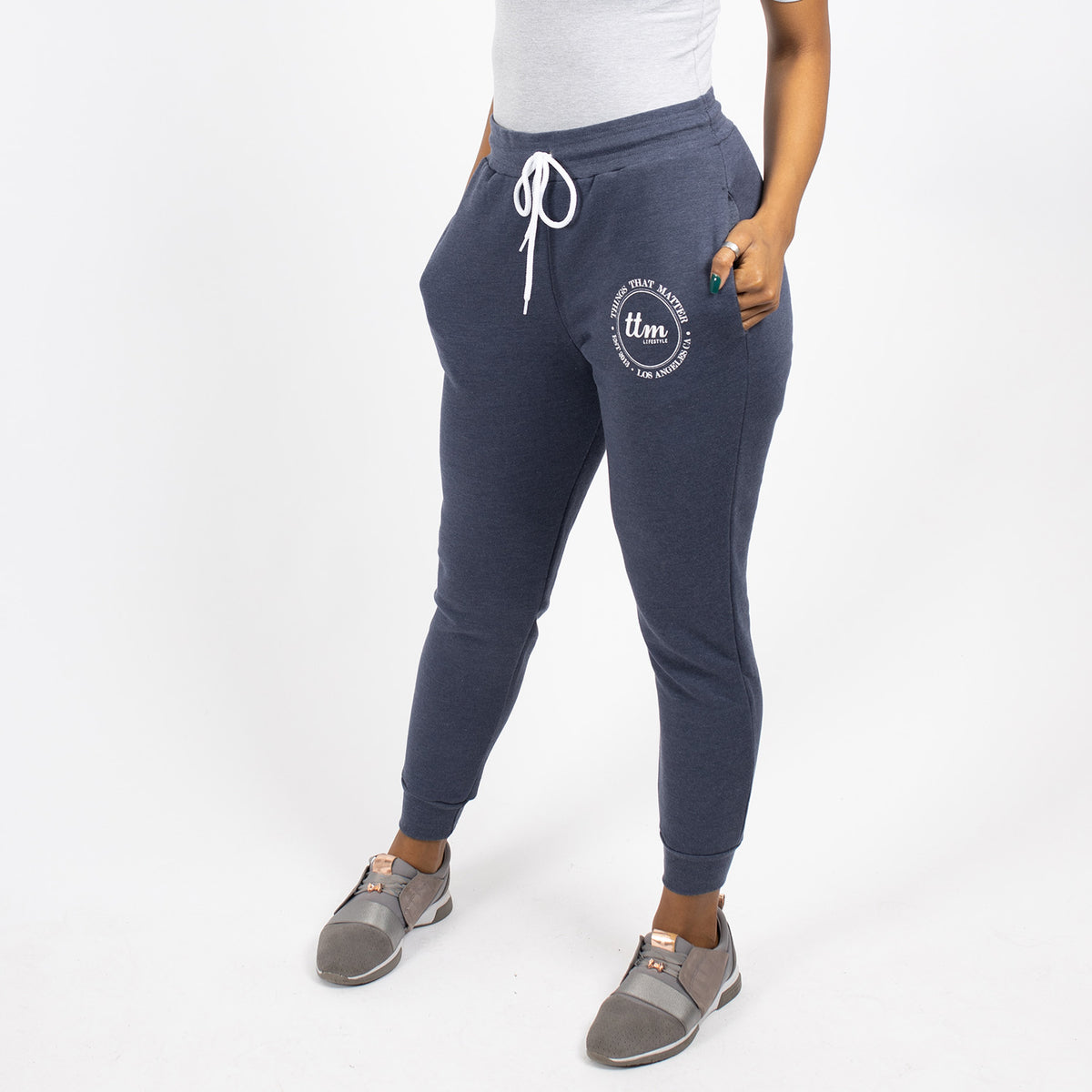 Navy Joggers with Pockets  Ladies Navy Sweatpants – bornprimitive
