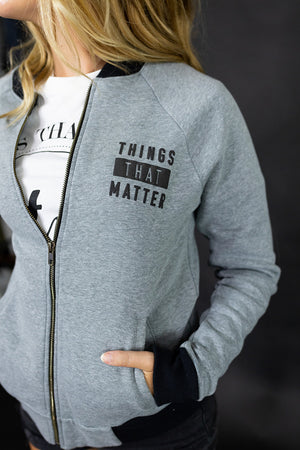 Heather Grey Bomber Jacket