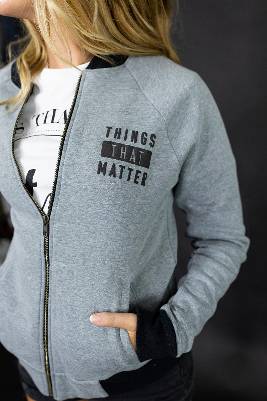 Heather Grey Bomber Jacket