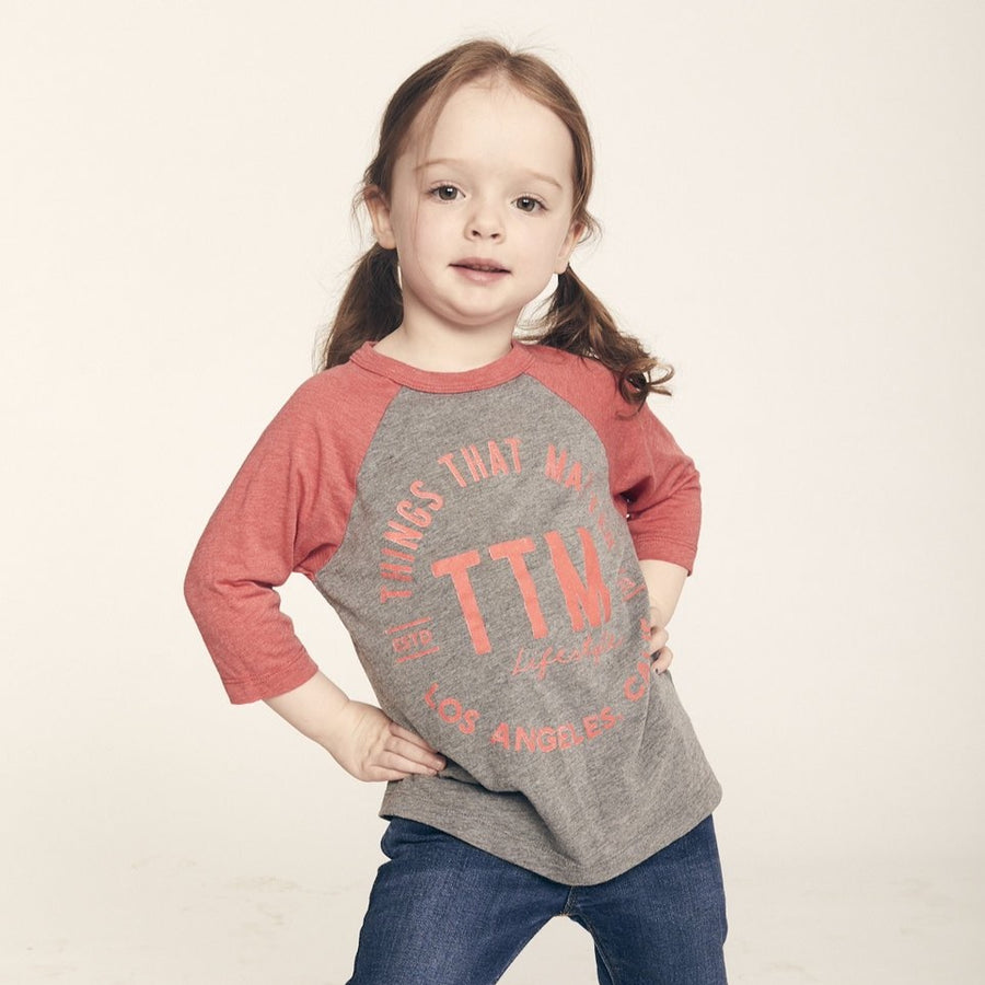Kids Raglan - Grey/Red