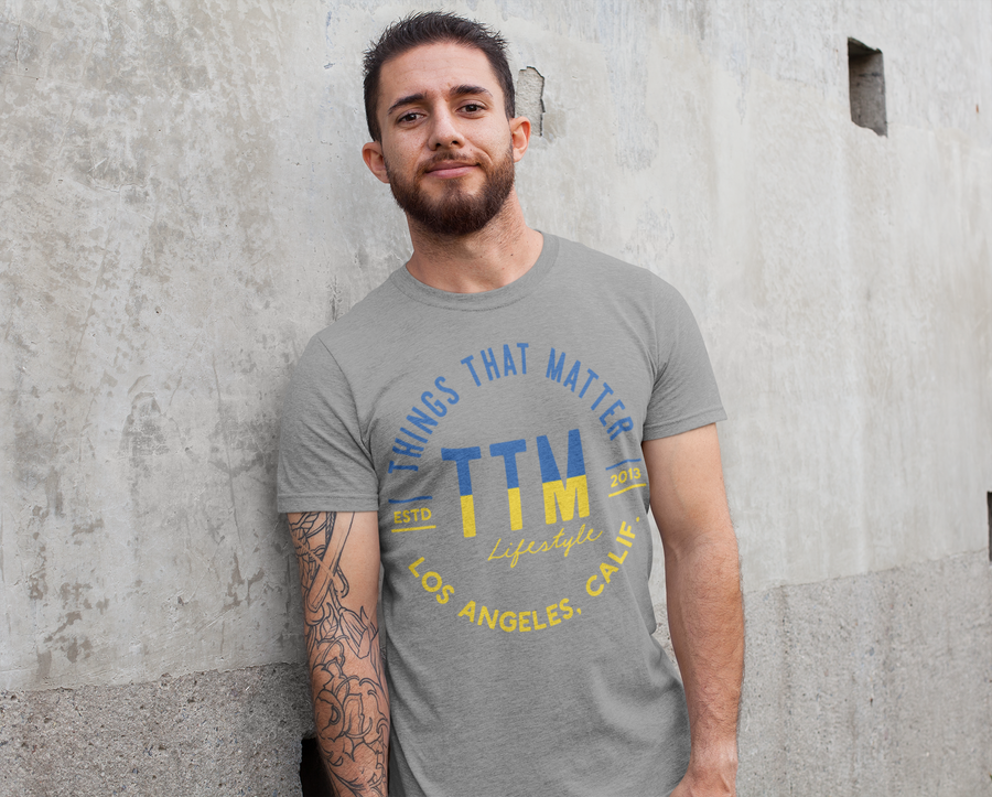Bold Logo Tee - Grey/Blue/Yellow